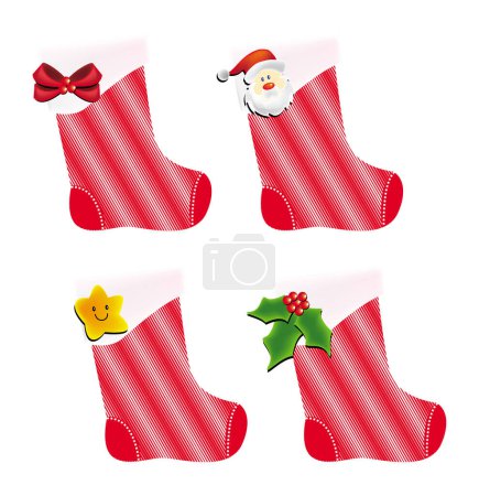 Téléchargez les illustrations : Illustration vectorielle pour chaussettes de Noël, article cadeau pour Noël - en licence libre de droit