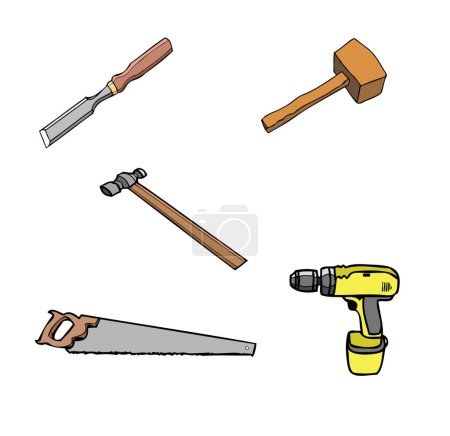 Illustration for Selection of tools. created in EPS format. Each tool is able to be moved and manipulated seperately. - Royalty Free Image