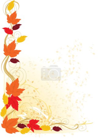 Ilustración de Un borde elegante con hojas y pergaminos de otoño - Imagen libre de derechos