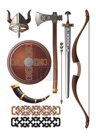 Illustration for Viking set. Vector illustration - Royalty Free Image