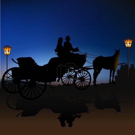 Illustration for Carriage Silhouette B - High detailed and coloured vector illustration. - Royalty Free Image