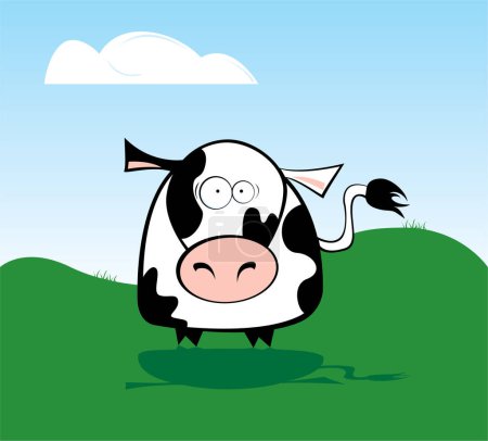 Illustration for Cow in the meadow looking surprised - Royalty Free Image