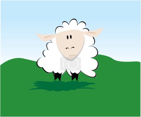 Illustration for Vector cartoon sheep on the grass - Royalty Free Image