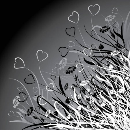 Téléchargez les illustrations : Chaos floral valentin, illustration vectorielle - en licence libre de droit
