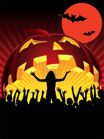Illustration for Demonic concert or amazing party in the Halloween night - Royalty Free Image