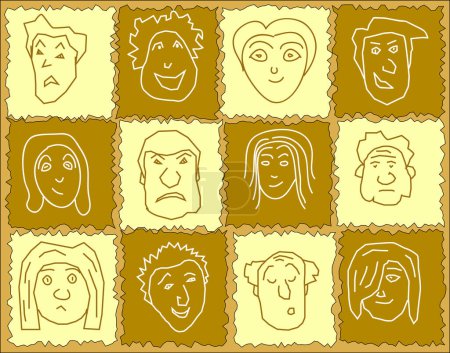 Illustration for Background vector design of outlined faces - Royalty Free Image