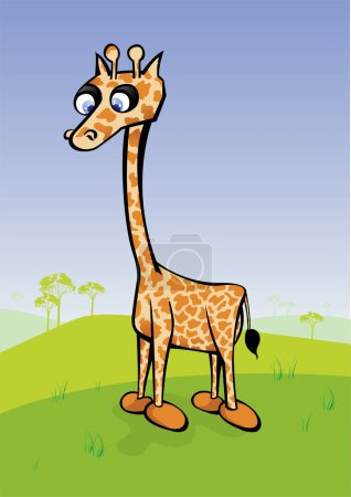 Téléchargez les illustrations : Illustration de girafe perdue dans la savane - en licence libre de droit