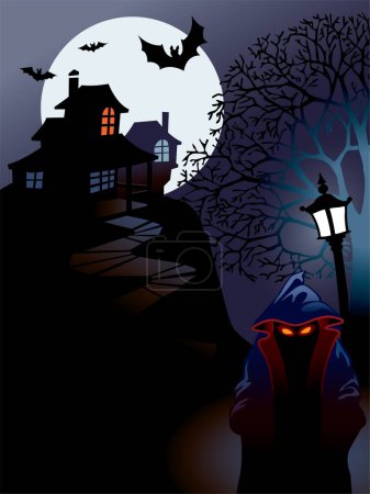 Téléchargez les illustrations : Maison d'Halloween, illustration parfaite pour les vacances d'Halloween, vecteur - en licence libre de droit