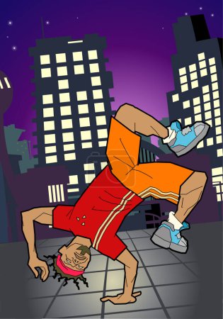 Illustration for A breakdancer breakdancing. Vector art in Adobe Illustrator 8 EPS format. Can be scaled to any size without loss of quality. - Royalty Free Image