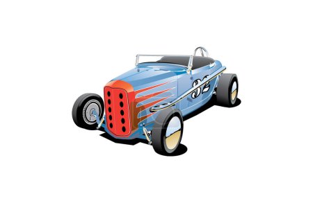 Téléchargez les illustrations : Illustration d'une vieille voiture de course à lamelles nostalgique classique - en licence libre de droit