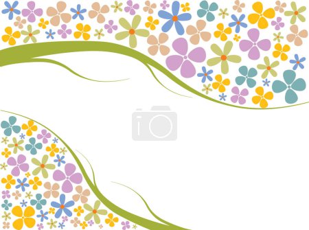 Téléchargez les illustrations : Illustration de différentes fleurs printanières colorées et de taille différente - en licence libre de droit