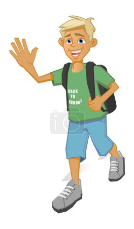 Illustration for Boy going to school, vector illustration, AI8 - Royalty Free Image