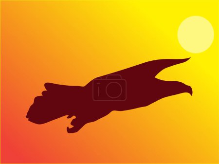 Ilustración de Águila volando al atardecer - Imagen libre de derechos