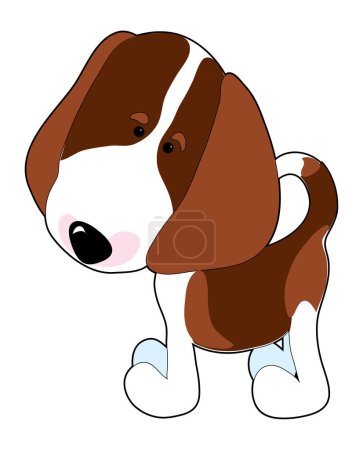 Ilustración de Una caricatura de un Beagle sobre un fondo blanco - Imagen libre de derechos