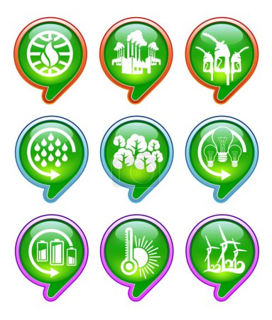Téléchargez les illustrations : Set d'icônes avancées spécialement créé pour les questions de réchauffement climatique - en licence libre de droit