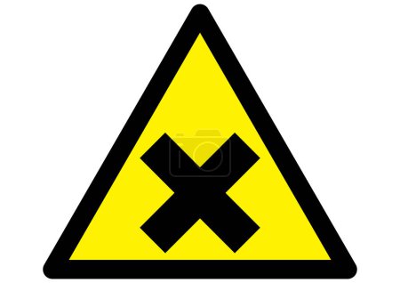 Téléchargez les illustrations : Symbole irritant nocif sur signe jaune triangulaire avec bord noir - en licence libre de droit