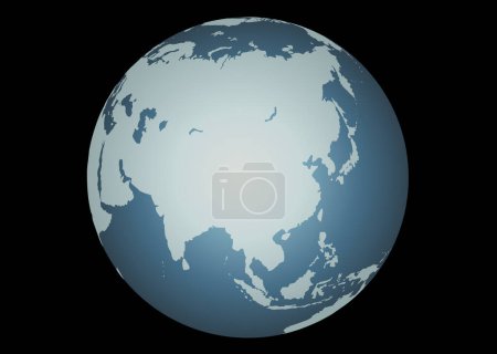Téléchargez les illustrations : Asie (vecteur). Carte précise de l'Asie. Cartographié sur un globe. Comprend les grands lacs et la mer de Russie, les îles des Aléoutiennes, les Maldives, l'Indonésie, etc.. - en licence libre de droit
