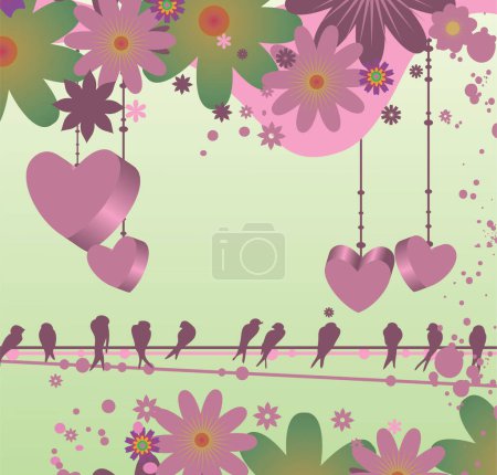 Téléchargez les illustrations : Valentine illustration d'un fond avec des fleurs - en licence libre de droit