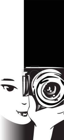 Ilustración de Fotógrafo con cámara / clipart en blanco y negro - Imagen libre de derechos