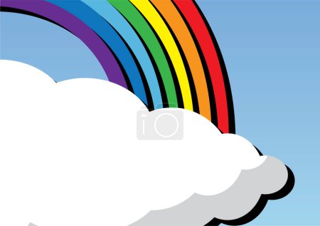 Téléchargez les illustrations : Image vectorielle. Arc-en-ciel et nuages sur le ciel bleu. - en licence libre de droit