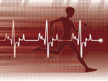 Illustration for A cardiogram and a physical fitness exam, vector - Royalty Free Image