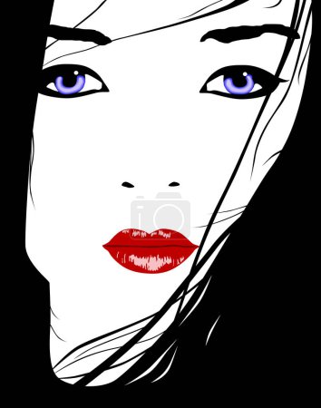 Illustration for Vector portrait illustration of an asian woman - Royalty Free Image