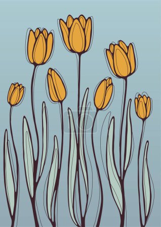Illustration for Collection of different beautiful multicolored orange tulips - Royalty Free Image
