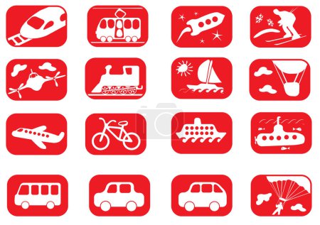Illustration for Red and white transportation icon set (twenty) - Royalty Free Image