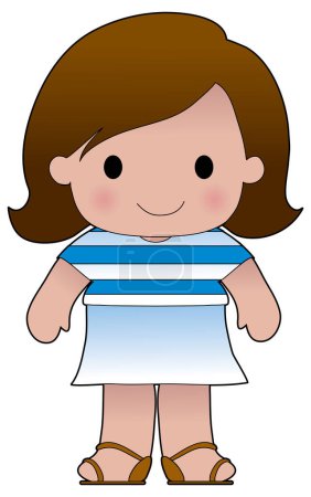 Illustration for Little girl in a shirt with the Greek flag on it - Royalty Free Image