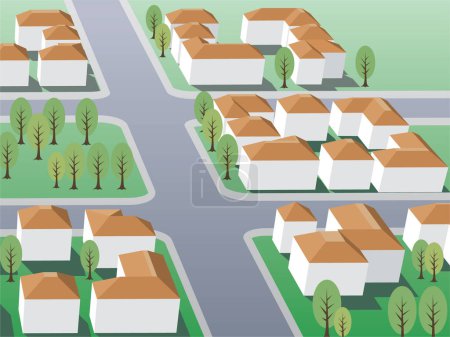 Téléchargez les illustrations : Illustration de la conception de bâtiments de banlieue pour l'immobilier - en licence libre de droit