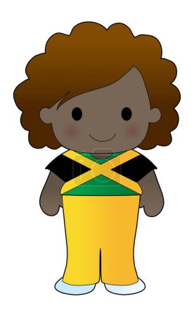 Illustration for Little girl in a shirt with the Jamaican flag on it - Royalty Free Image