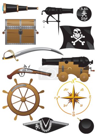 Ilustración de Juego de piratas. Ilustración vectorial - Imagen libre de derechos