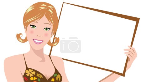 Illustration for Illustration of a woman holding blank board - Royalty Free Image