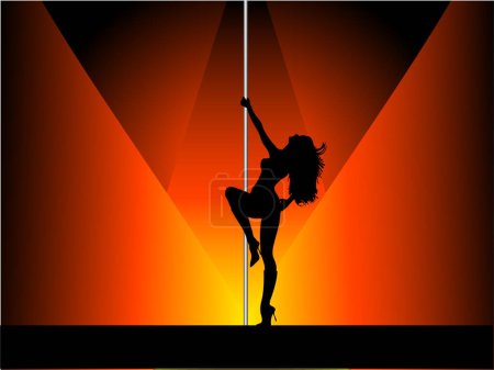 Illustration for Silhouette of a sexy pole dancer - Royalty Free Image