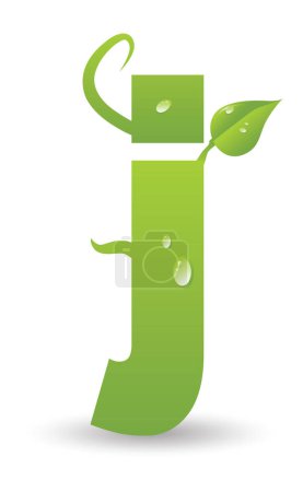 Illustration for One vector letter from a green floral alphabet  isolated on white background - Royalty Free Image
