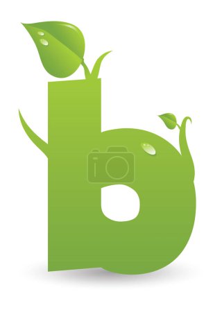 Illustration for One vector letter from a green floral alphabet  isolated on white background - Royalty Free Image
