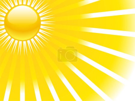 Abstract vector illustration of bright yellow sun and rays