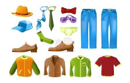 Ilustración de Hombres icono de ropa conjunto - Imagen libre de derechos