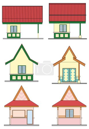 Téléchargez les illustrations : Une illustration vectorielle pour un ensemble de petite maison - en licence libre de droit
