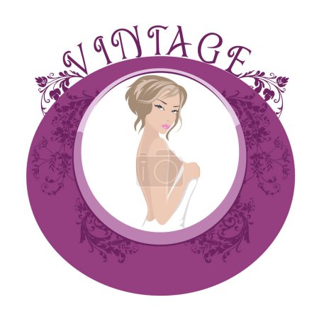 Illustration for Vintage frame with fancy lady - Royalty Free Image