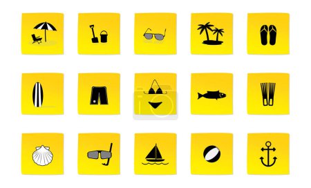Ilustración de Iconos de playa y verano - Imagen libre de derechos