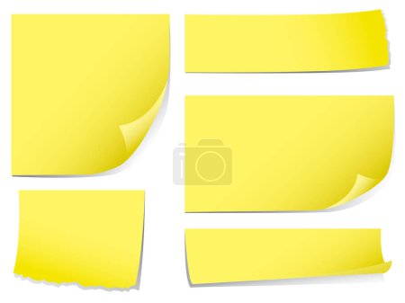 Ilustración de Conjunto de notas amarillas pegajosas. nota en papel - Imagen libre de derechos