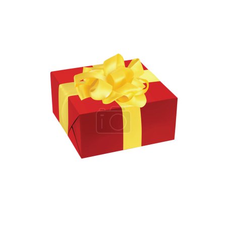 Illustration for Red gift box with gold ribbon - Royalty Free Image