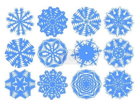 Téléchargez les illustrations : Jeu de flocons de neige vectoriels, illustration vectorielle - en licence libre de droit