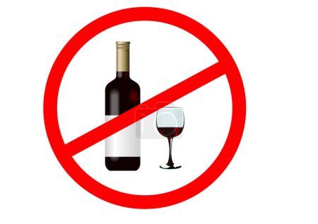 Illustration for Prohibition of alcohol drink sign on white background. - Royalty Free Image