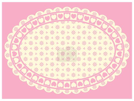Ilustración de Marco redondo rosa con corazones. ilustración vectorial. - Imagen libre de derechos