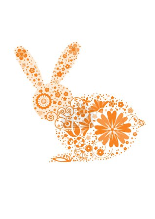 Ilustración de Fondo floral abstracto con conejito, ilustración vectorial - Imagen libre de derechos