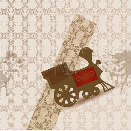 Illustration for Vintage background with old locomotive, vector illustration - Royalty Free Image