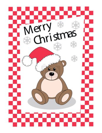 Téléchargez les illustrations : Joyeux Noël carte avec dessin animé ours vecteur illustration graphisme - en licence libre de droit