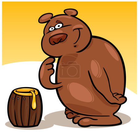 Téléchargez les illustrations : Illustration vectorielle ours et miel - en licence libre de droit